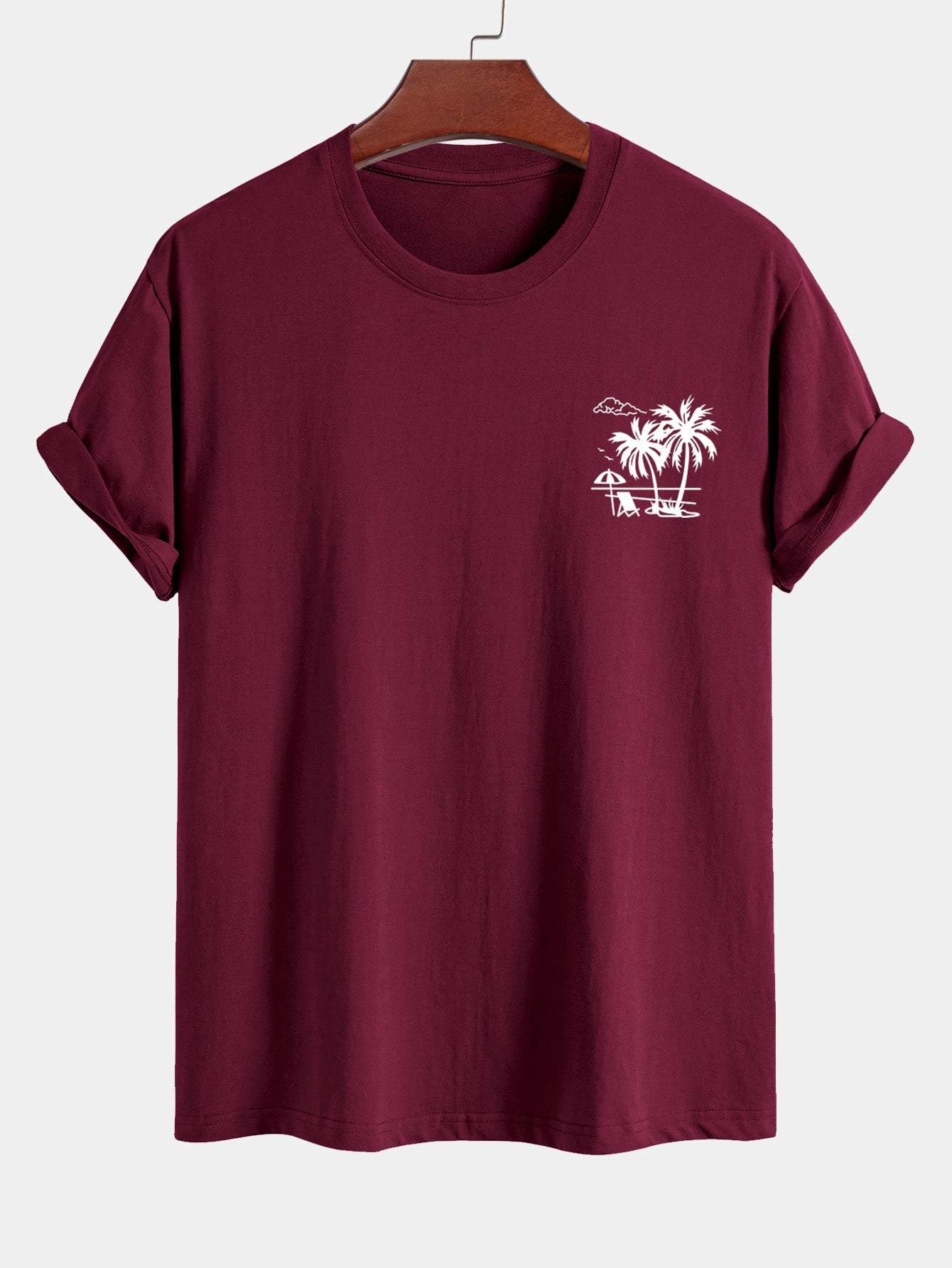 Regular Fit Palm Tree Print Cotton T-Shirt