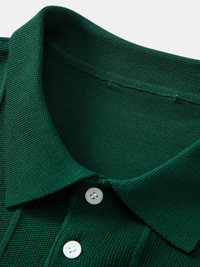 Stripe Jacquard Knit Polo Shirt