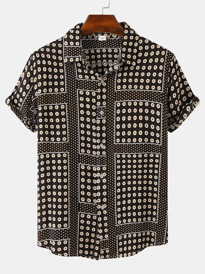 Polka Dot Floral Print Button Up Shirt