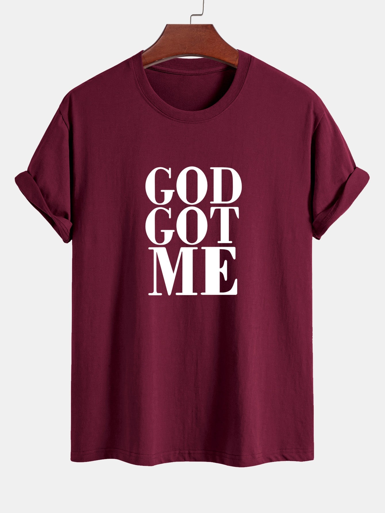 Regular Fit God Got Me Print Cotton T-Shirt