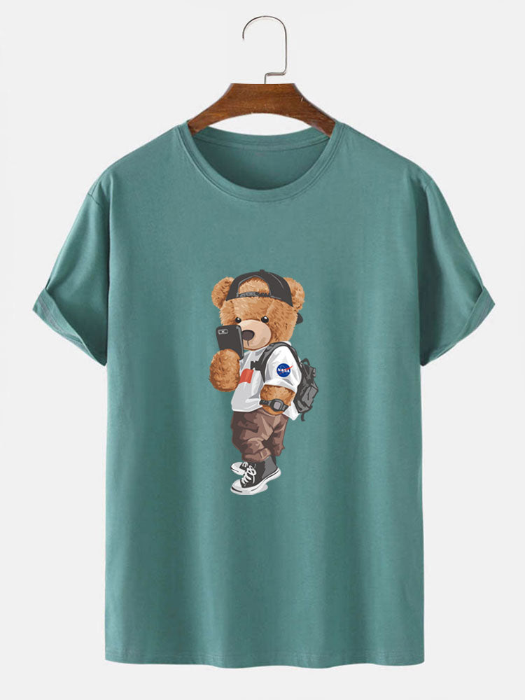 Selfie Bear Print T-Shirt