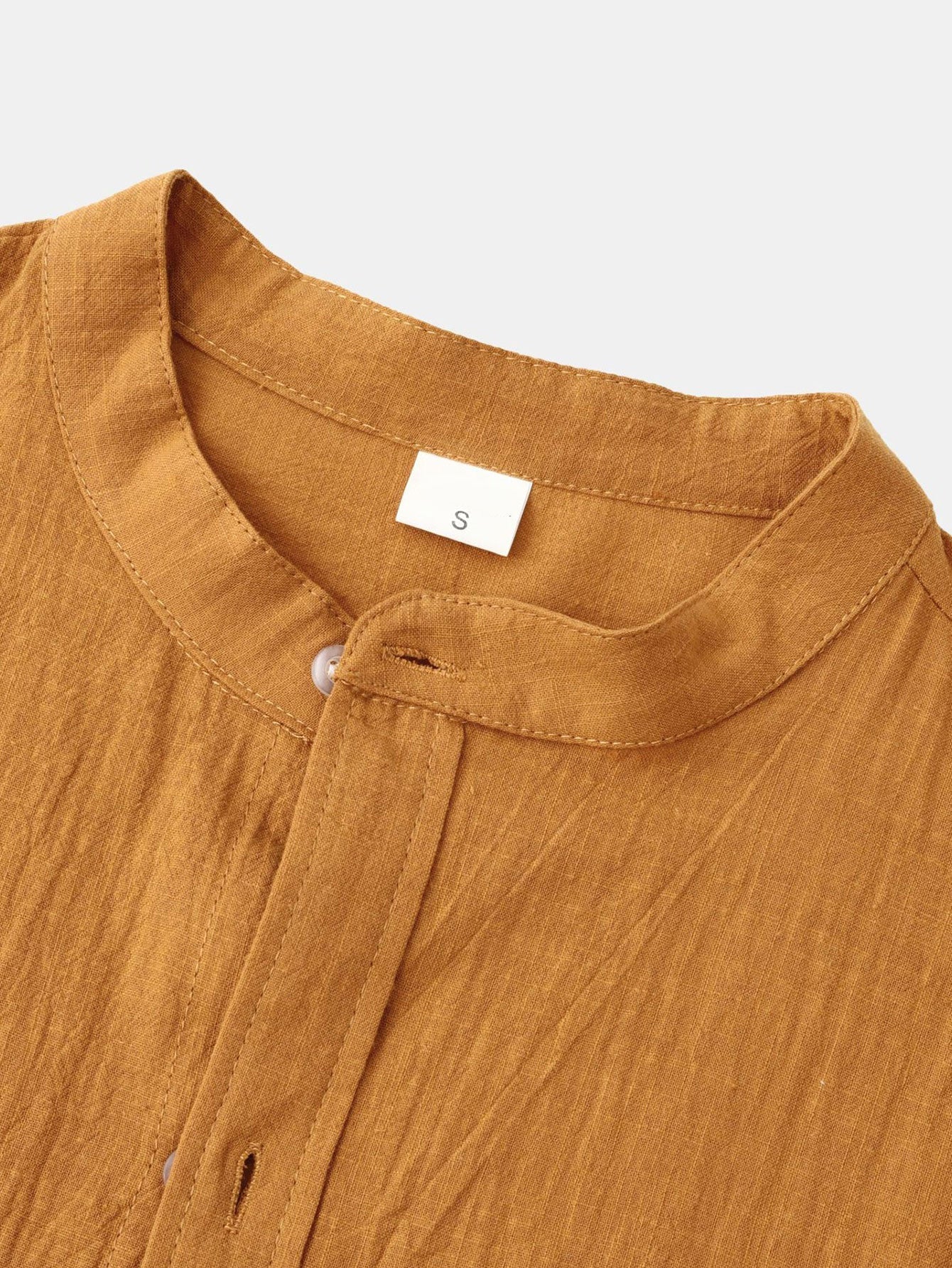 Long Sleeved Textured Stand Collar Shirt