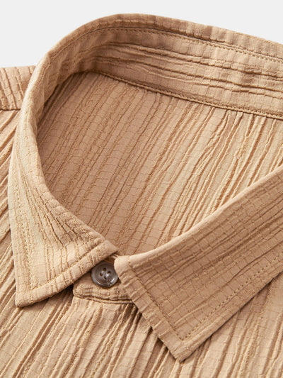 Wrinkled Textured Button Up Shirt