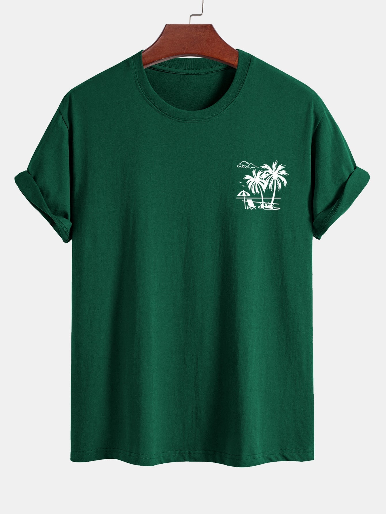 Regular Fit Palm Tree Print Cotton T-Shirt