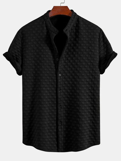 Checkerboard Stand Collar Shirt
