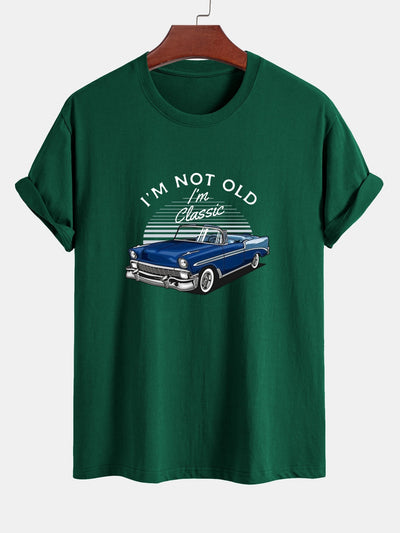 Regular Fit Car Slogan Print Cotton T-Shirt