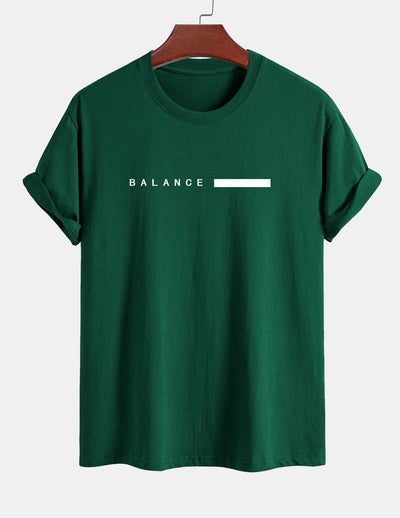 Regular Fit Balance Stripe Print Cotton T-Shirt