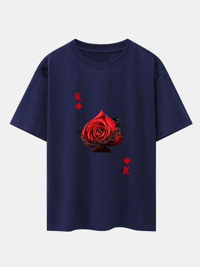 Rose K Print Drop Shoulder Oversize T-Shirt