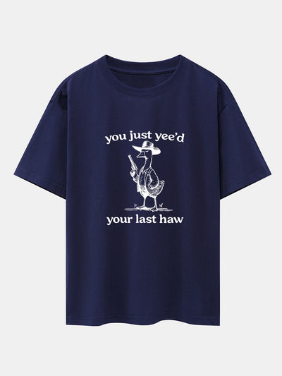 Cowboy Goose Print Drop Shoulder Oversize T-Shirt