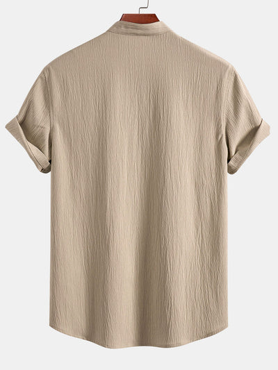 Wrinkled Textured V Neck Shirt