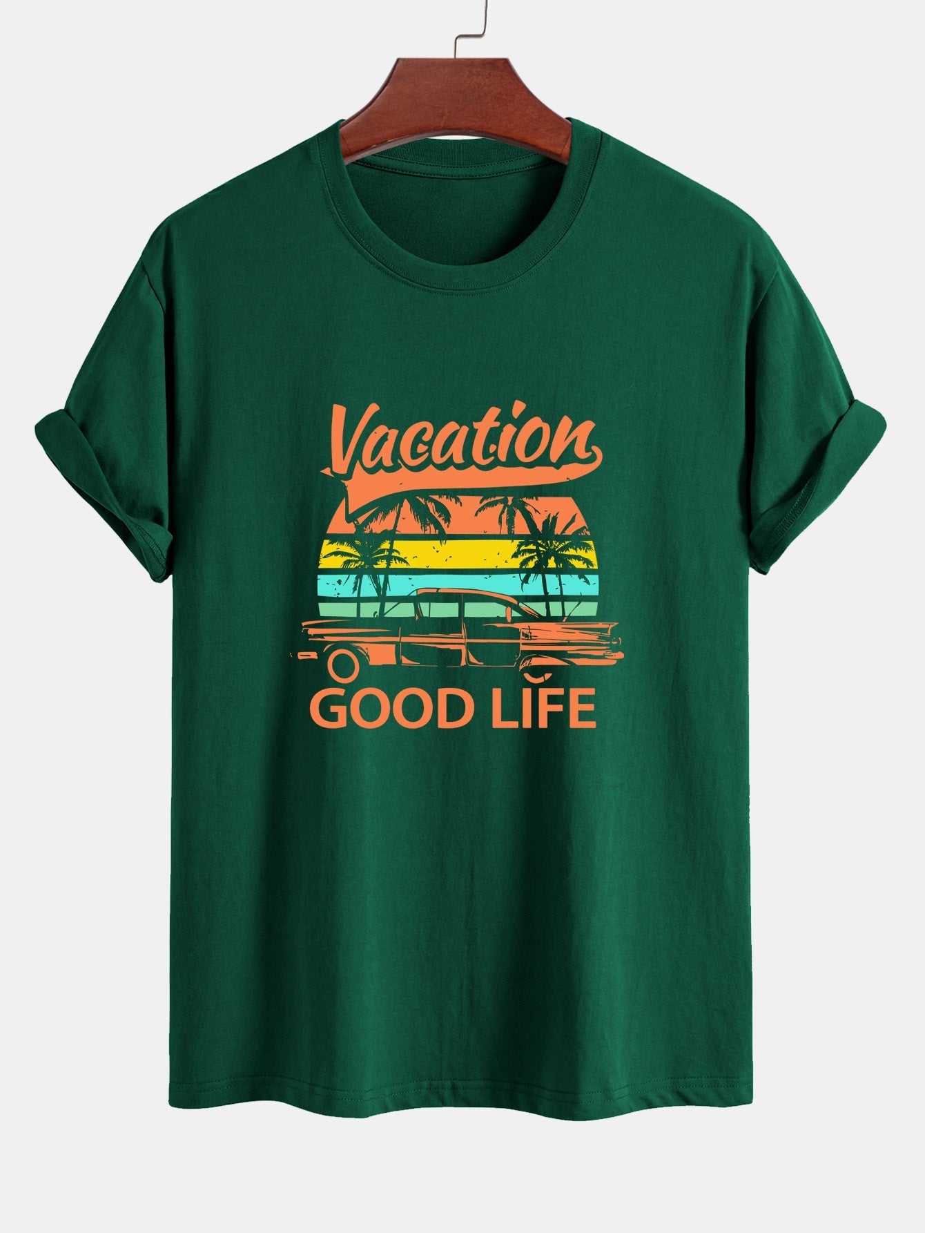 Regular Fit Good Life On Vacation Print Cotton T-Shirt