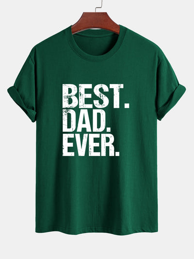 Regular Fit Best Dad Ever Print Cotton T-Shirt