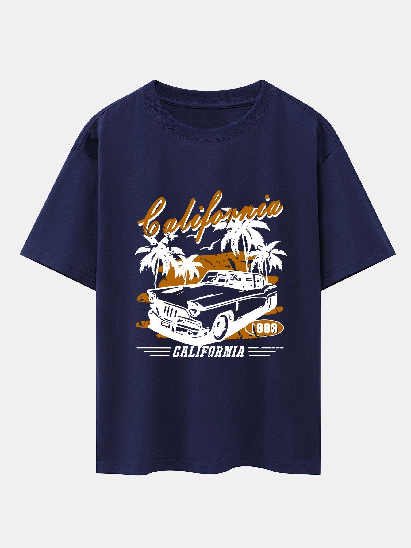 California Car Print Drop Shoulder Oversize T-Shirt