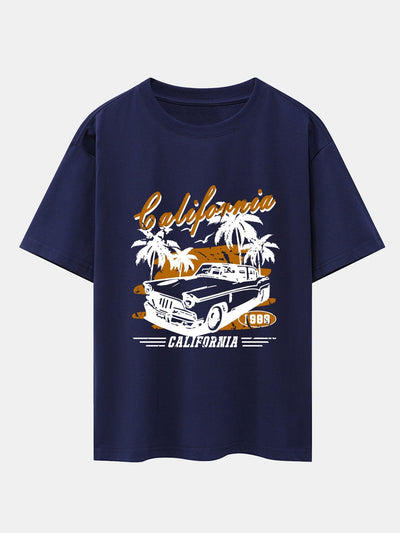 California Car Print Drop Shoulder Oversize T-Shirt