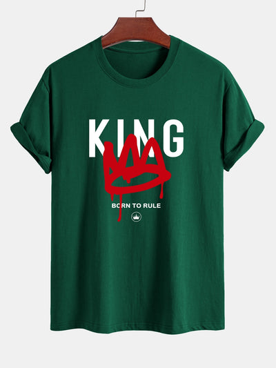 Regular Fit Crown King Print Cotton T-Shirt