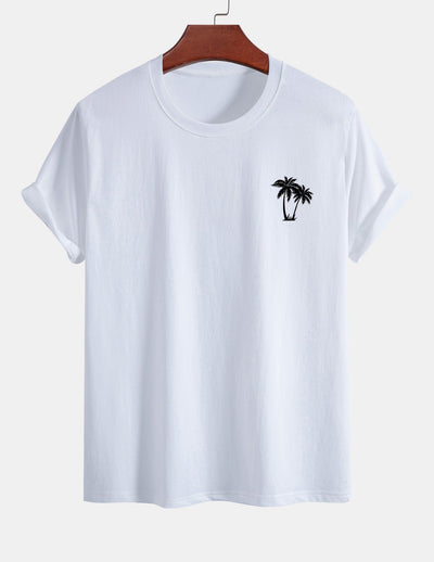 Regular Fit Palm Tree Print Cotton T-Shirt