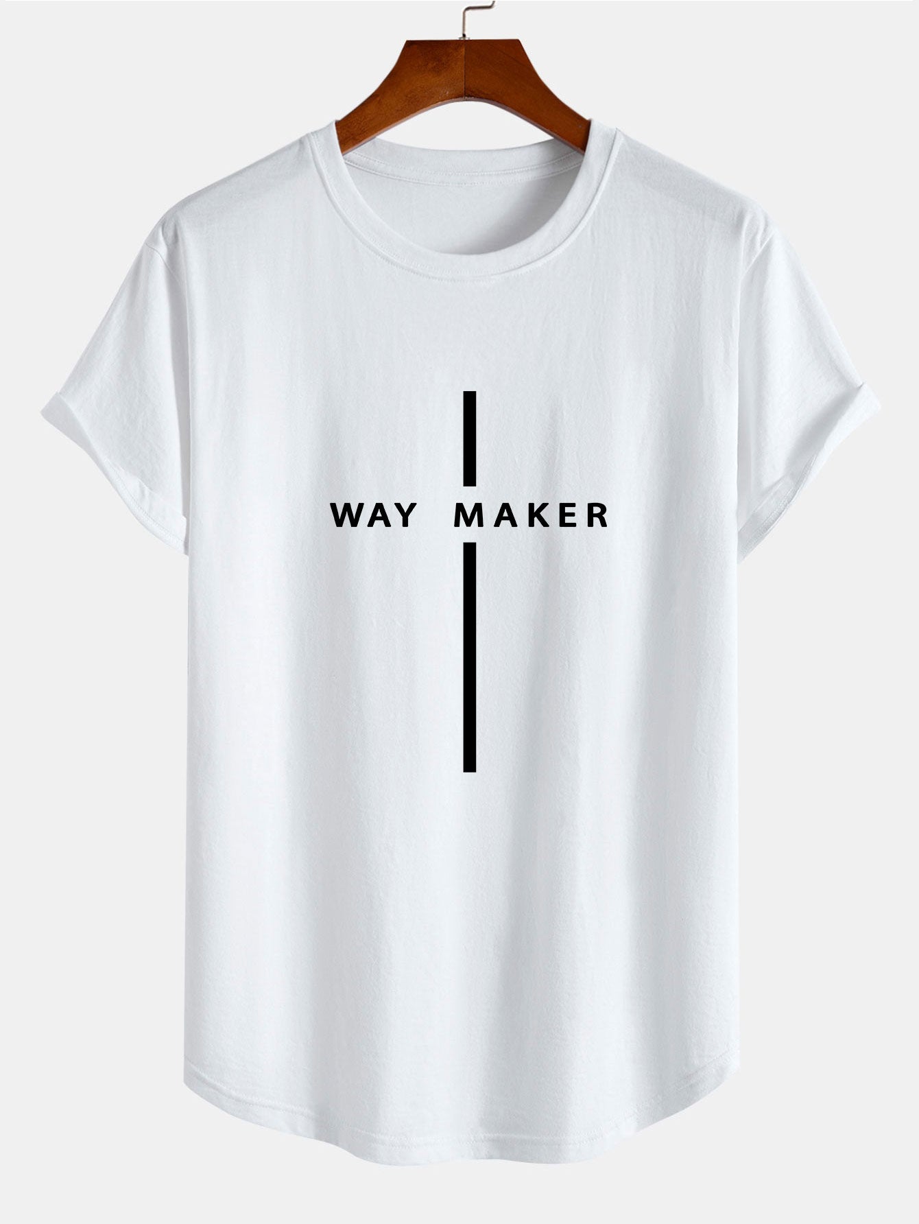 Way Maker Stripe Print Cotton Arc Hem T-Shirt