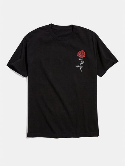 Double Side Rose Graphic Cotton T-Shirts