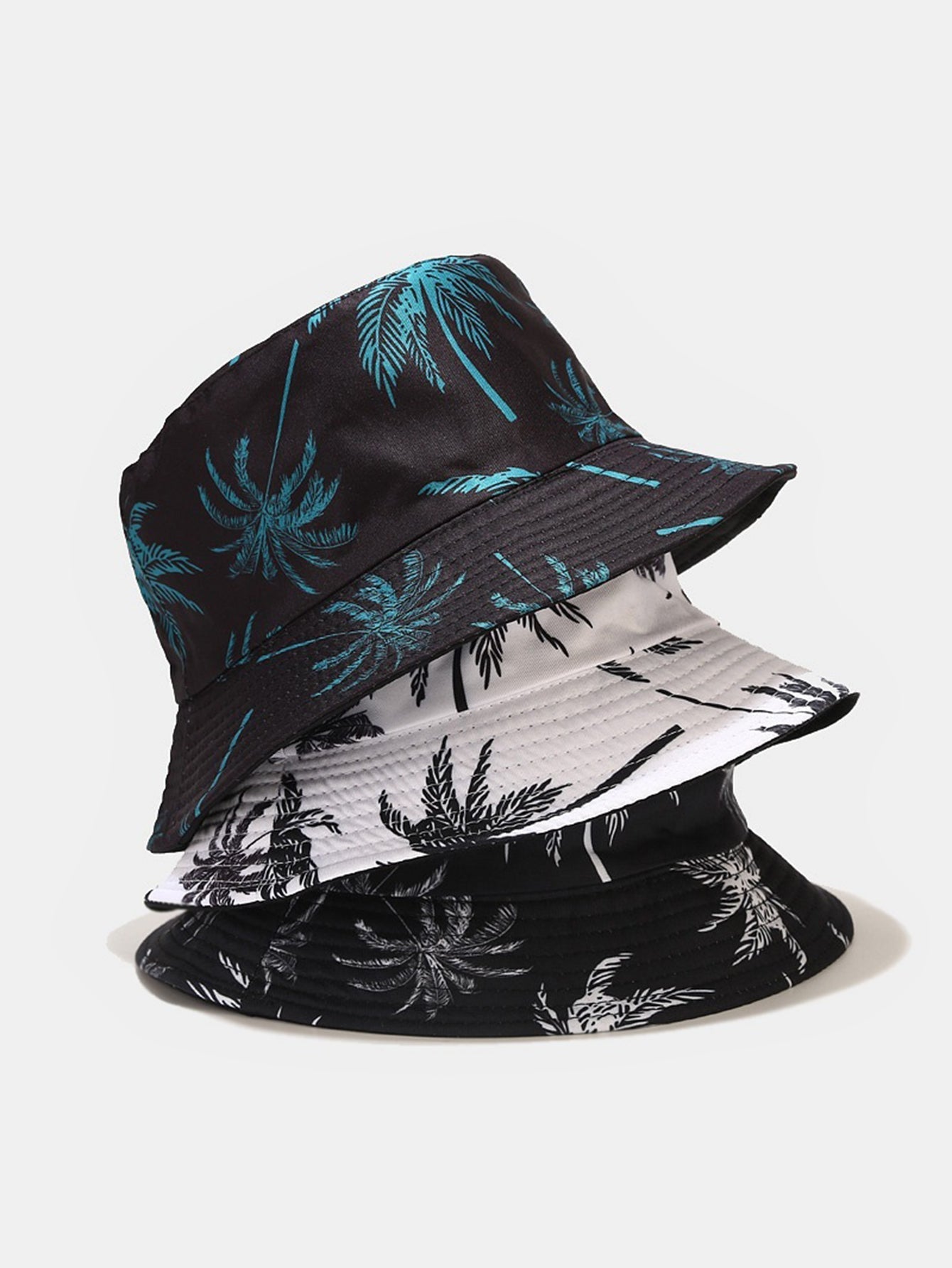 Double Side Reversible Palm Tree Pattern Bucket Hat