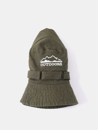 Mountain Pattern Bucket Hat With Chin Strap