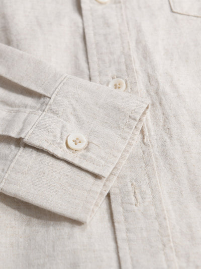 Long Sleeve Linen Cotton Stand Collar Shirt With Pocket
