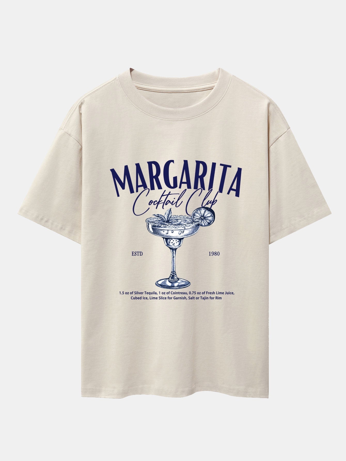 Margarita Cocktail Print Drop Shoulder Oversize T-Shirt