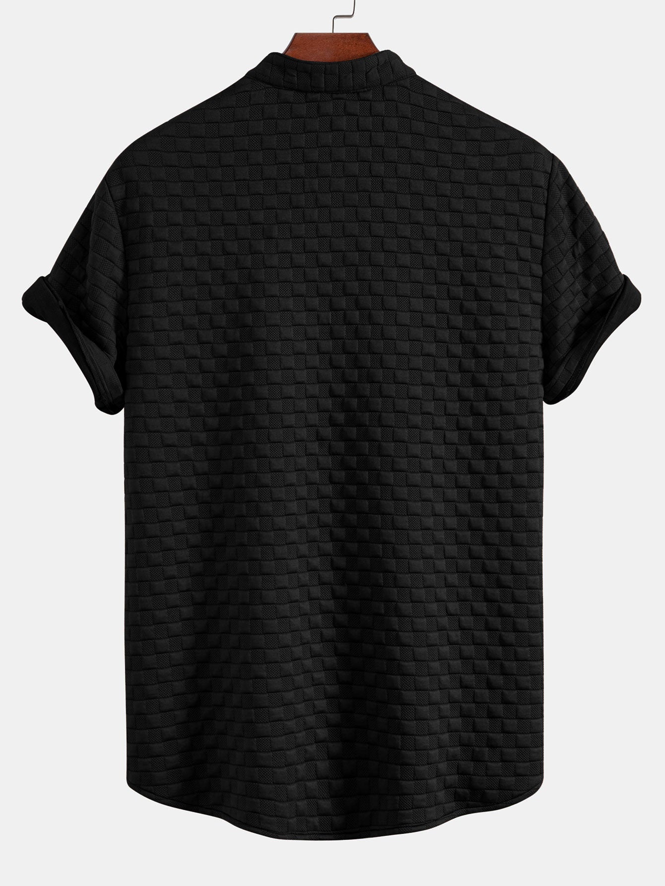 Checkerboard Stand Collar Shirt