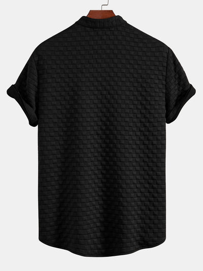 Checkerboard Stand Collar Shirt
