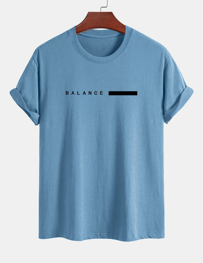 Regular Fit Balance Stripe Print Cotton T-Shirt