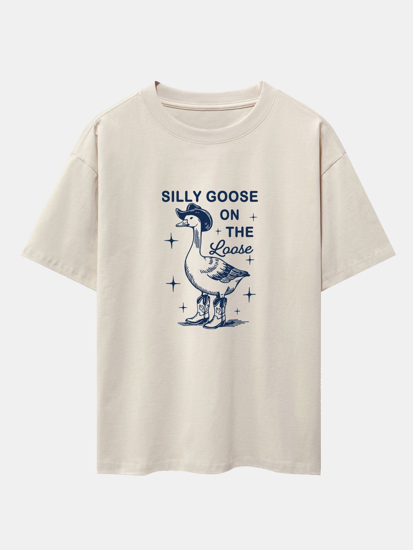 Silly Cowboy Goose Print Drop Shoulder Oversize T-Shirt