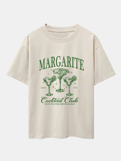 Cocktail Club Print Drop Shoulder Oversize T-Shirt