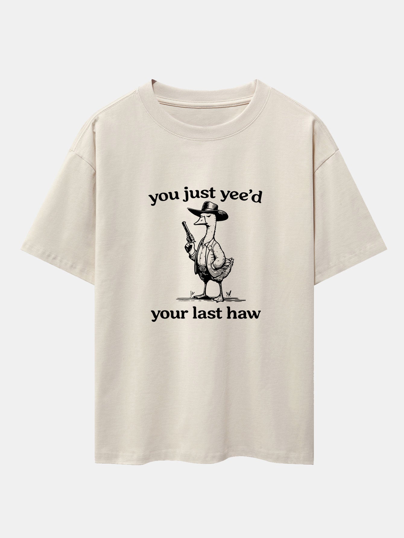 Cowboy Goose Print Drop Shoulder Oversize T-Shirt