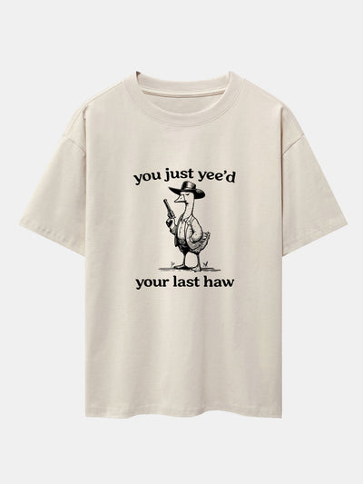 Cowboy Goose Print Drop Shoulder Oversize T-Shirt