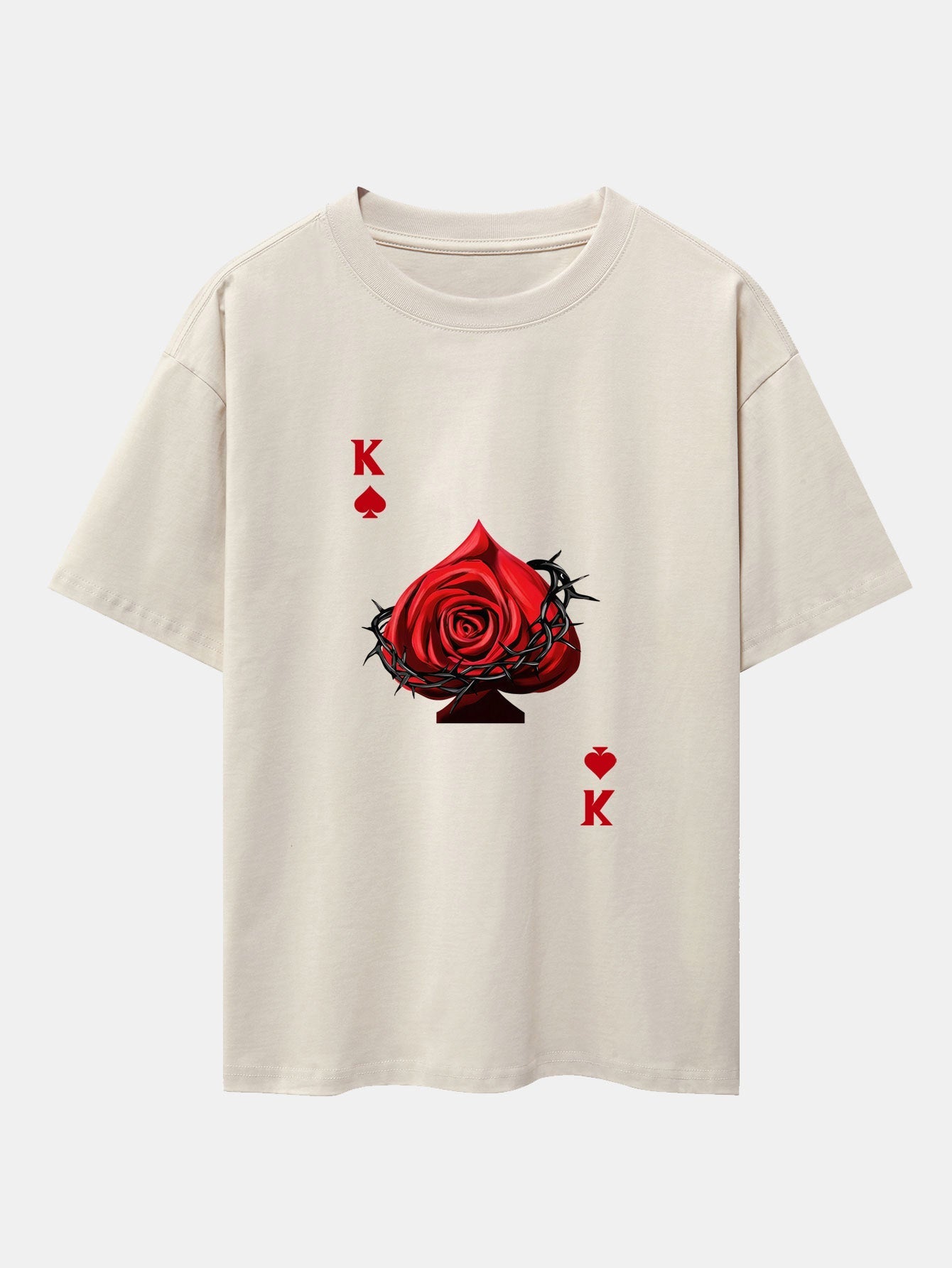 Rose K Print Drop Shoulder Oversize T-Shirt