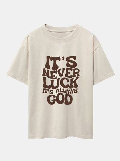 God Slogan Print Drop Shoulder Oversize T-Shirt