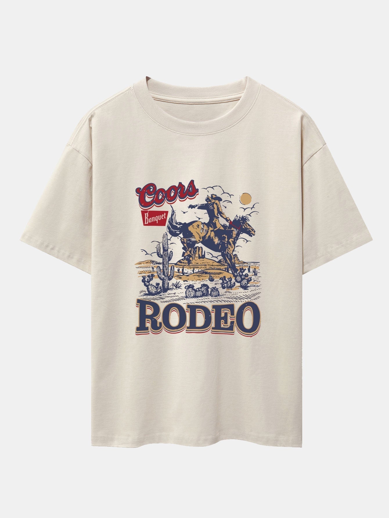 Western Cowboy Print Drop Shoulder Oversize T-Shirt