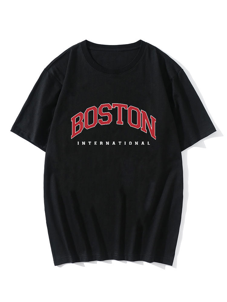 Boston Letter Print T-Shirt