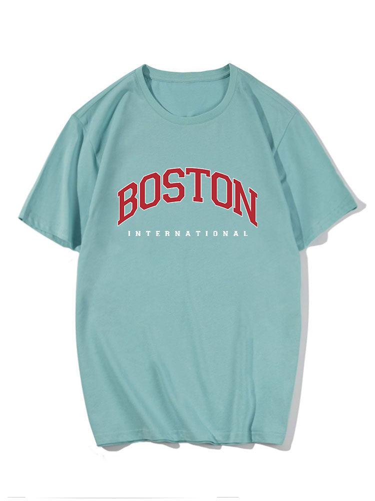 Boston Letter Print T-Shirt