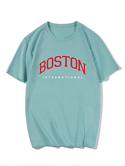 Boston Letter Print T-Shirt