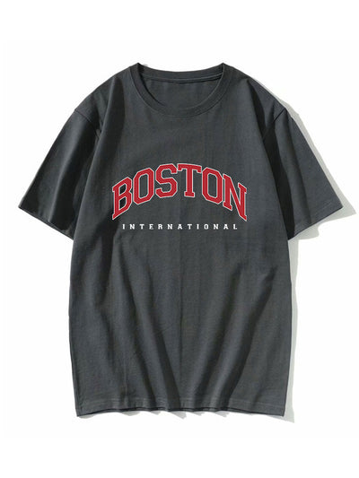 Boston Letter Print T-Shirt