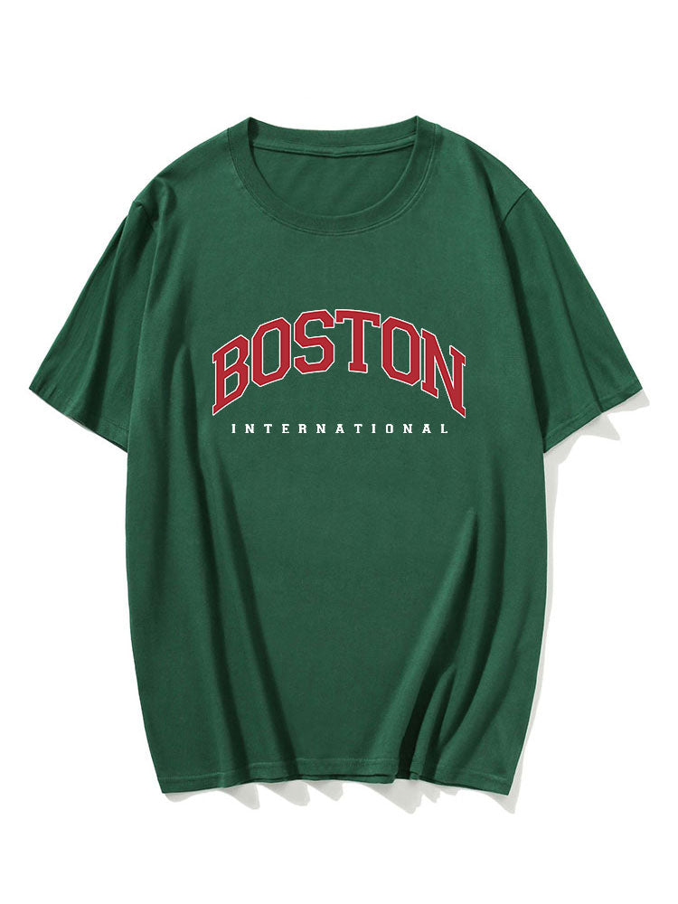 Boston Letter Print T-Shirt