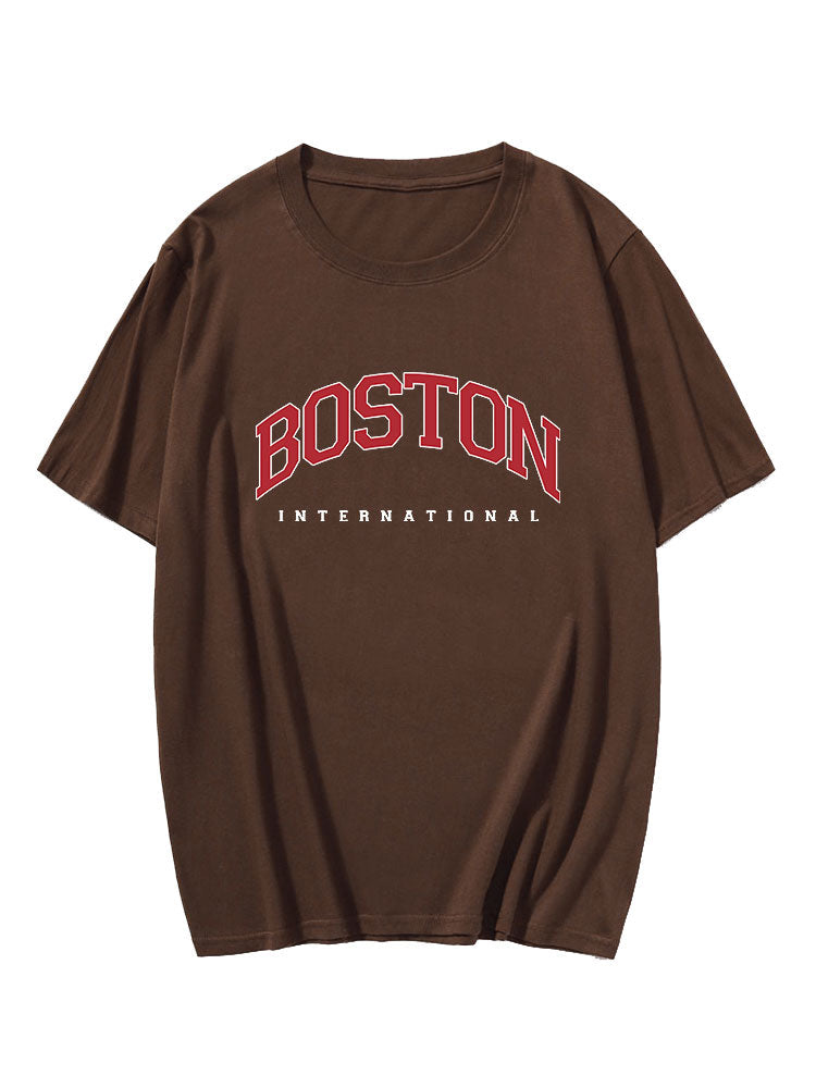 Boston Letter Print T-Shirt