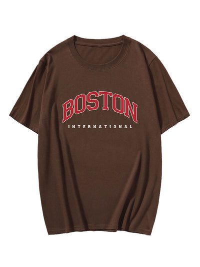 Boston Letter Print T-Shirt