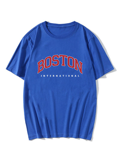 Boston Letter Print T-Shirt