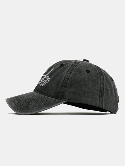 Skull Embroidery Pattern Vintage Distressed Washable Baseball Cap