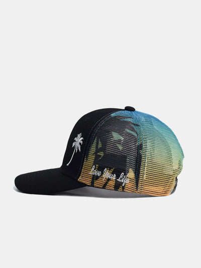 Palm Tree Embroidery Mesh Cotton Baseball Cap