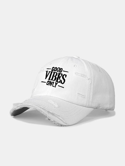 Good Vibes Only Embroidered Distressed Old Baseball Cap