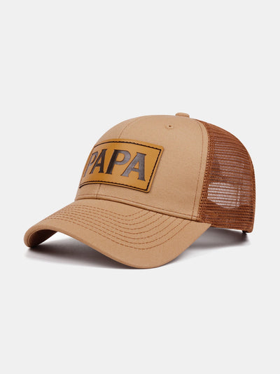 PAPA Faux Leather Label Baseball Cap