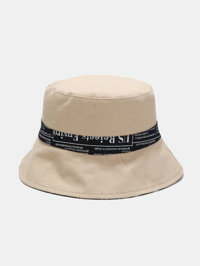 Newspaper Print Double Side Reversible Bucket Hat