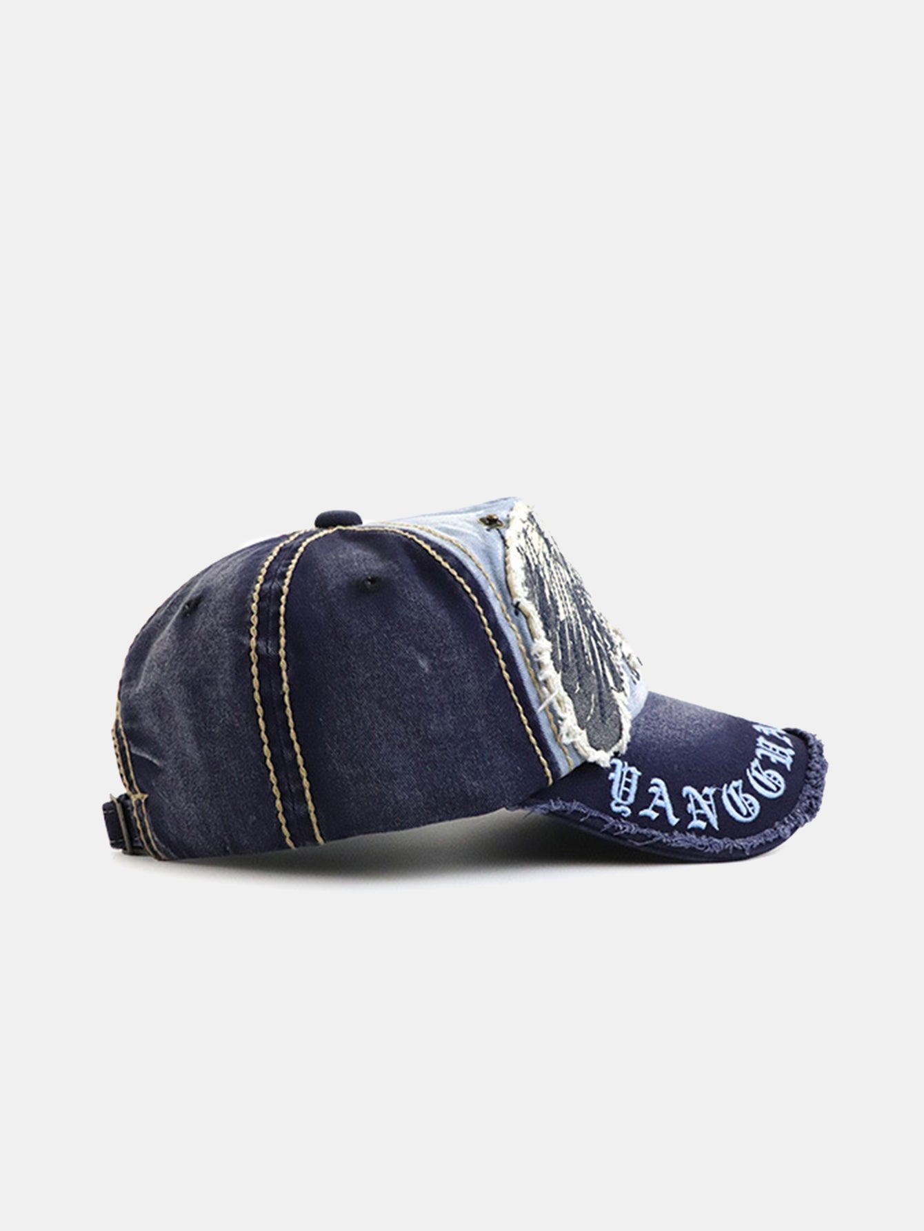 Slogan Embroidery Star Rivets Washed Baseball Cap